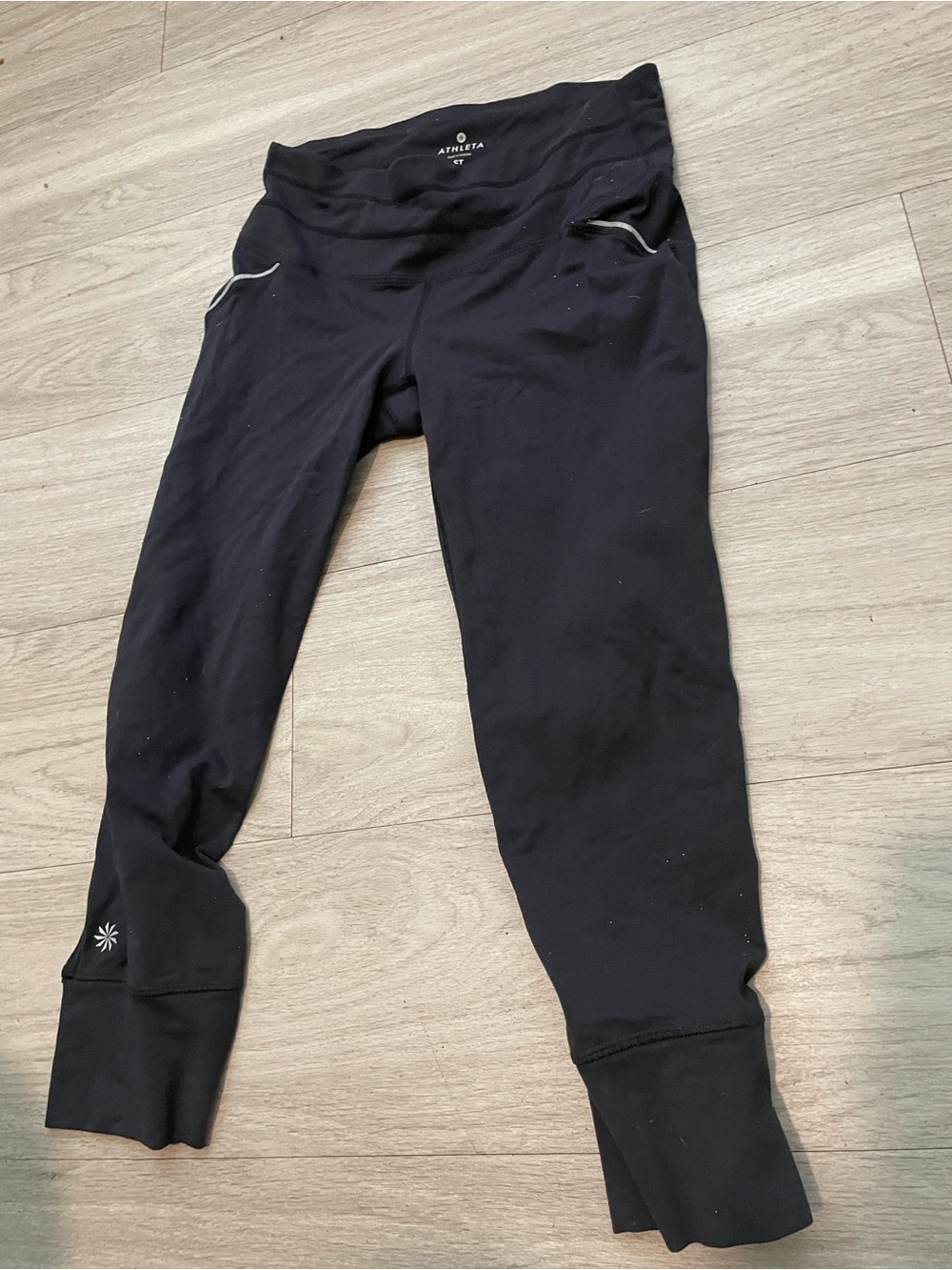 Athleta Black Reflective-Trim High-Rise Active Leggings